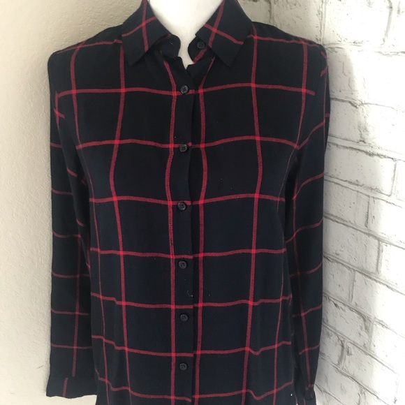 Navy & Red Long Sleeve Checkered Top - Picture 4 of 6